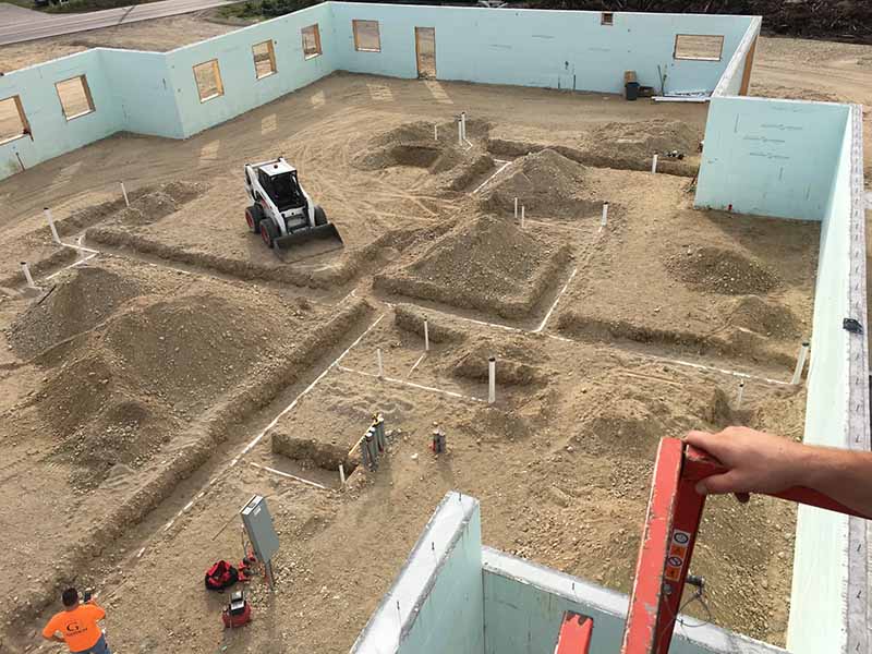 New construction laying plumbing.